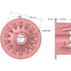Rolle Nr. 306 – Antriebsrolle aus Gusseisen Ø140 mm, Teilung 32 mm, für Maschinen von Grimme | OEM Grimme 006.00131 | Hersteller KiJ