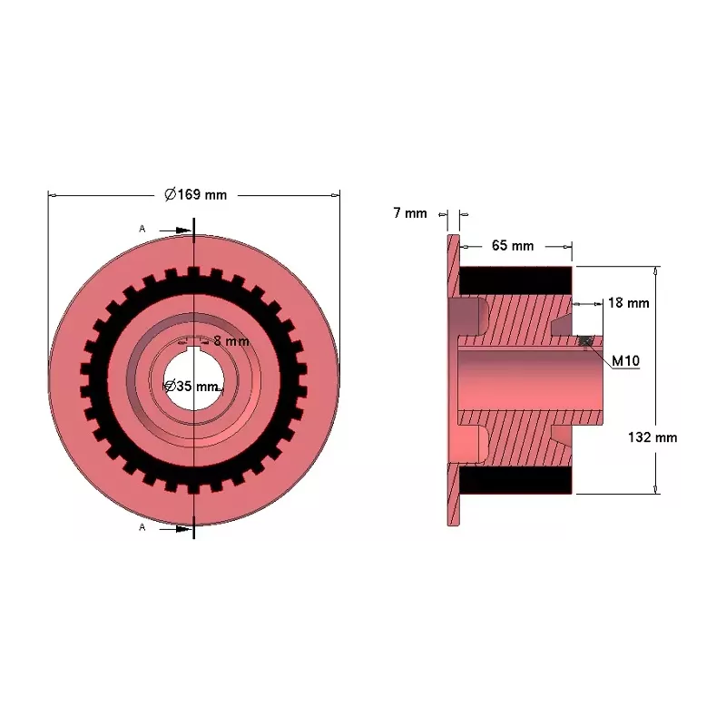 Rolle Nr. 5 – Antriebsrolle aus Gusseisen-Gummi Ø132 mm für Maschinen von Grimme | OEM Grimme 076.00820 | Hersteller KiJ