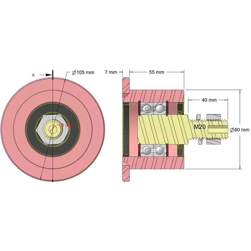 Rolle Nr. 326 – Stützrolle aus Stahl Ø80 mm für Maschinen von Sandei | Hersteller KiJ