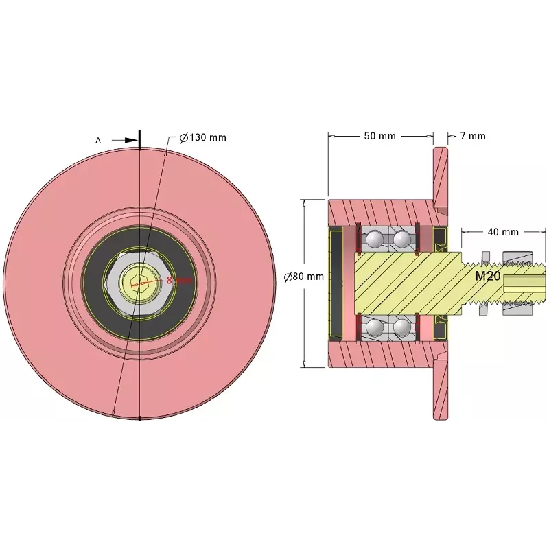 Rolle Nr. 327 – Umlenkrolle aus Stahl Ø80 mm für Maschinen von Sandei | OEM Sandei D0010 | Hersteller KiJ