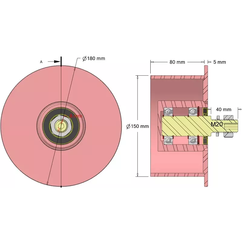 Rolle Nr. 328 – Umlenkrolle aus Stahl Ø150 mm für Maschinen von Sandei | OEM Sandei K0015 | Hersteller KiJ