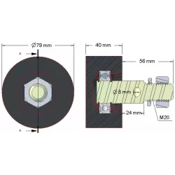 Rolle Nr. 15 – Stützrolle aus Gummi Ø80 mm für Maschinen von Akpil | Hersteller KiJ