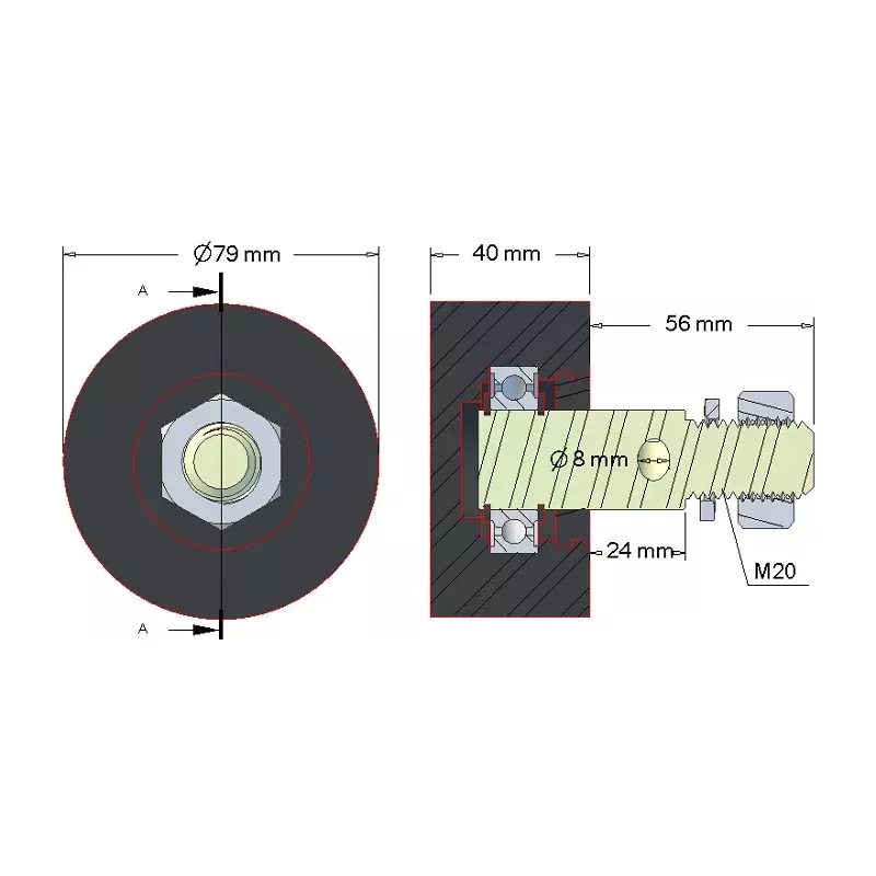 Rolle Nr. 15 – Stützrolle aus Gummi Ø80 mm für Maschinen von Akpil | Hersteller KiJ
