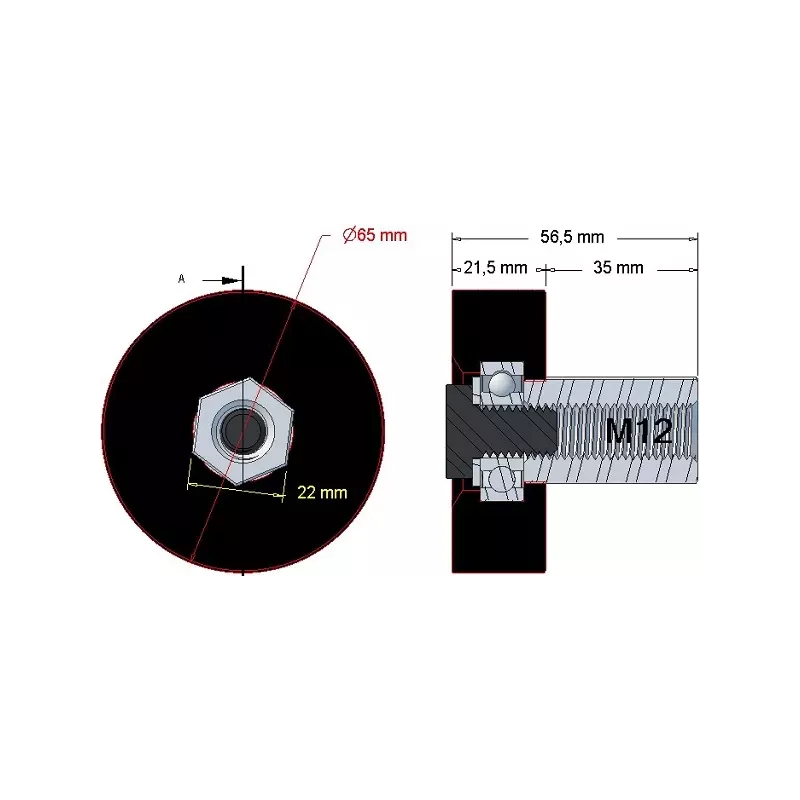 Rolle Nr. 238 – Stützrolle aus Gummi für Maschinen von Wuhlmaus | OEM Wuhlmaus 0150500000 | Hersteller KiJ