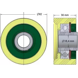 Rolle Nr. 257 – Stützrolle aus Kunststoff Ø62 mm für Maschinen von Grimme | OEM Grimme 602.00169 | Hersteller KiJ