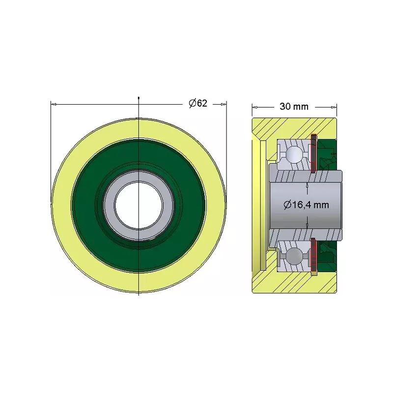 Rolle Nr. 257 – Stützrolle aus Kunststoff Ø62 mm für Maschinen von Grimme | OEM Grimme 602.00169 | Hersteller KiJ