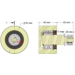 Rolle Nr. 262 – Stützrolle aus Kunststoff Ø70 mm für Maschinen von AVR | OEM AVR 4302.15.80 | Hersteller KiJ