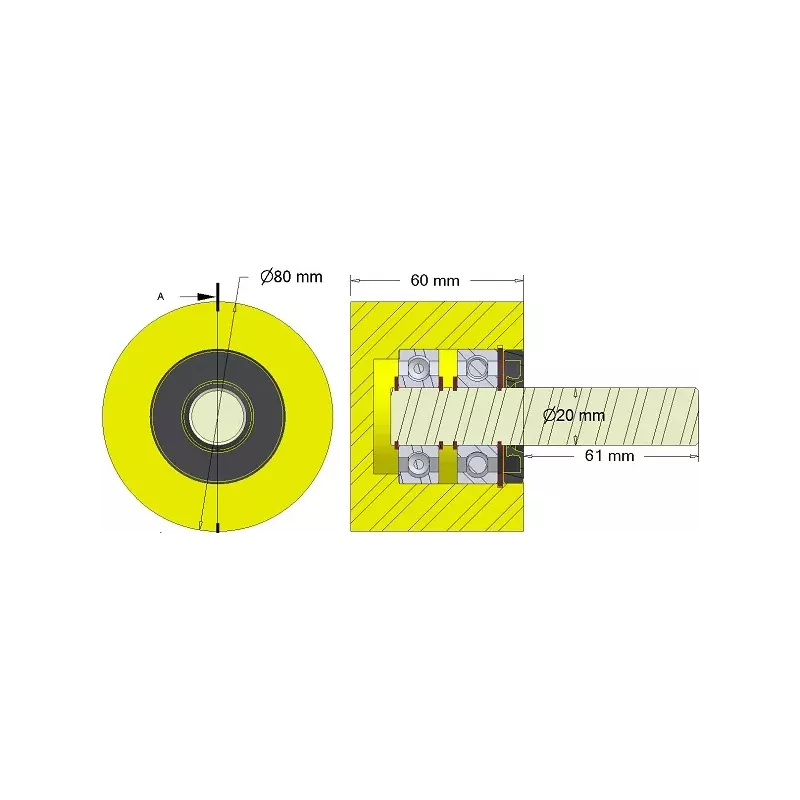Rolle Nr. 283 – Stützrolle aus Kunststoff Ø80 mm für Maschinen von Dewulf | OEM Dewulf 2660001B | Hersteller KiJ
