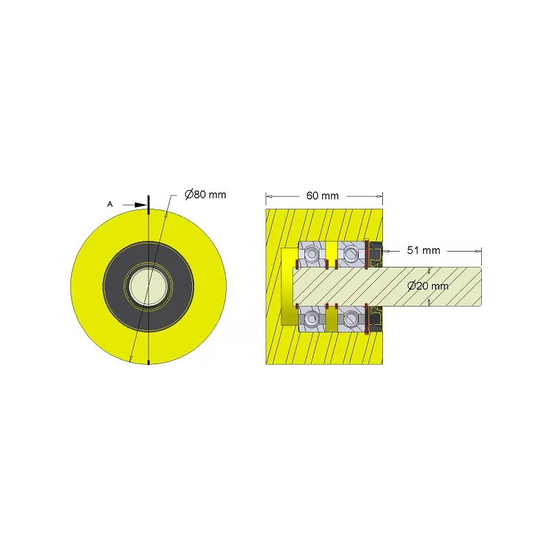 Rolle Nr. 285 – Stützrolle aus Kunststoff Ø80 mm für Maschinen von Dewulf | OEM Dewulf 2660001C | Hersteller KiJ
