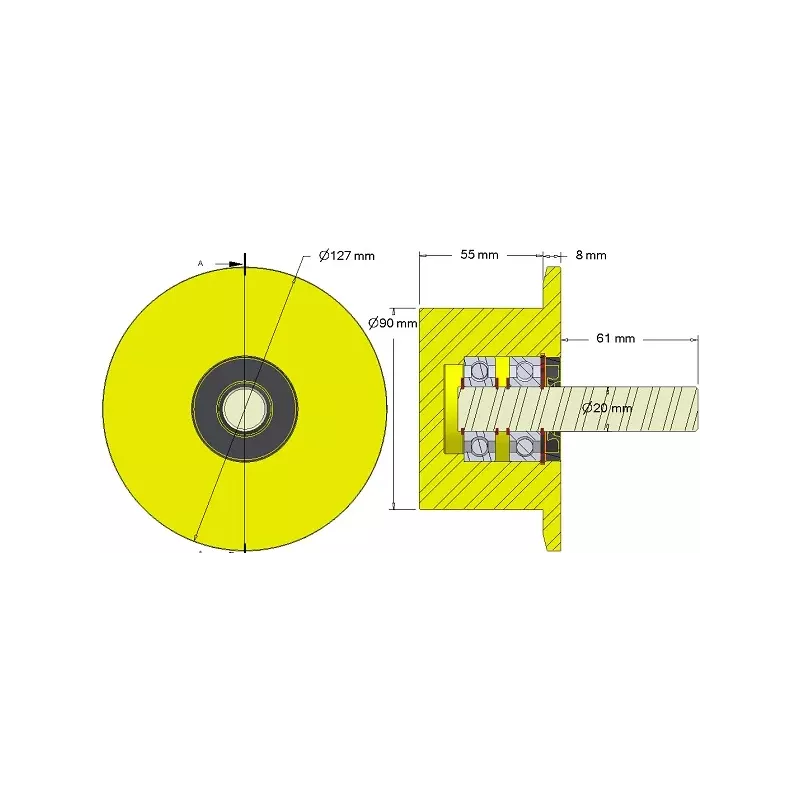 Rolle Nr. 286 – Stützrolle aus Kunststoff Ø90 mm für Maschinen von Dewulf | OEM Dewulf 2660012C | Hersteller KiJ