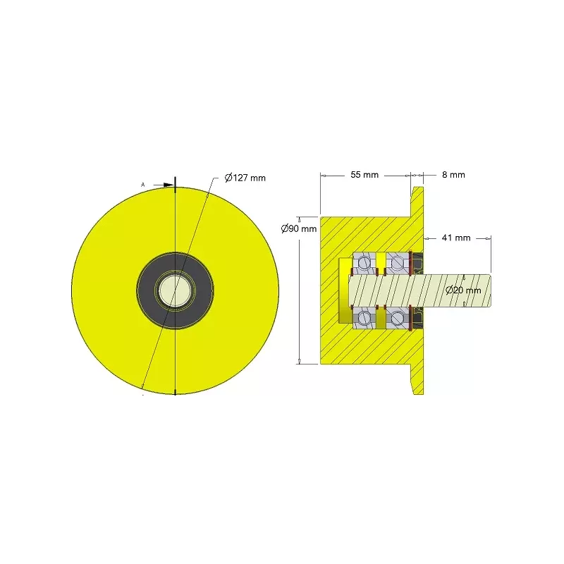 Rolle Nr. 289 – Stützrolle aus Kunststoff Ø90 mm für Maschinen von Dewulf | OEM Dewulf 2660012A | Hersteller KiJ