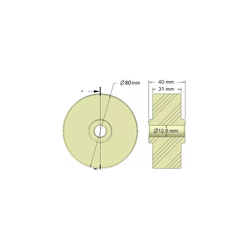 Rolle Nr. 295 – Stützrolle aus Kunststoff Ø80 mm für Maschinen von Dewulf | OEM Dewulf 2660222 | Hersteller KiJ