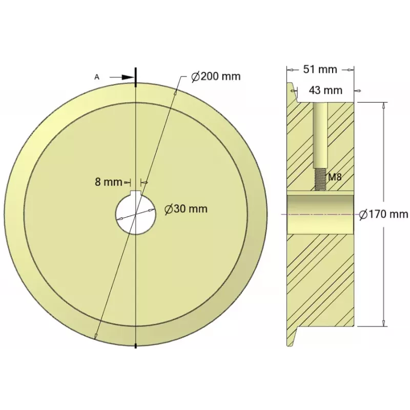 Rolle Nr. 303 – Antriebsrolle aus Kunststoff Ø170 mm für Maschinen von Ploeger | OEM Ploeger 2660222 | Hersteller KiJ