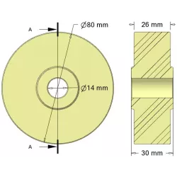 Rolle Nr. 329 – Stützrolle aus Kunststoff Ø80 mm für Maschinen von Sandei | OEM Sandei 81D14 | Hersteller KiJ
