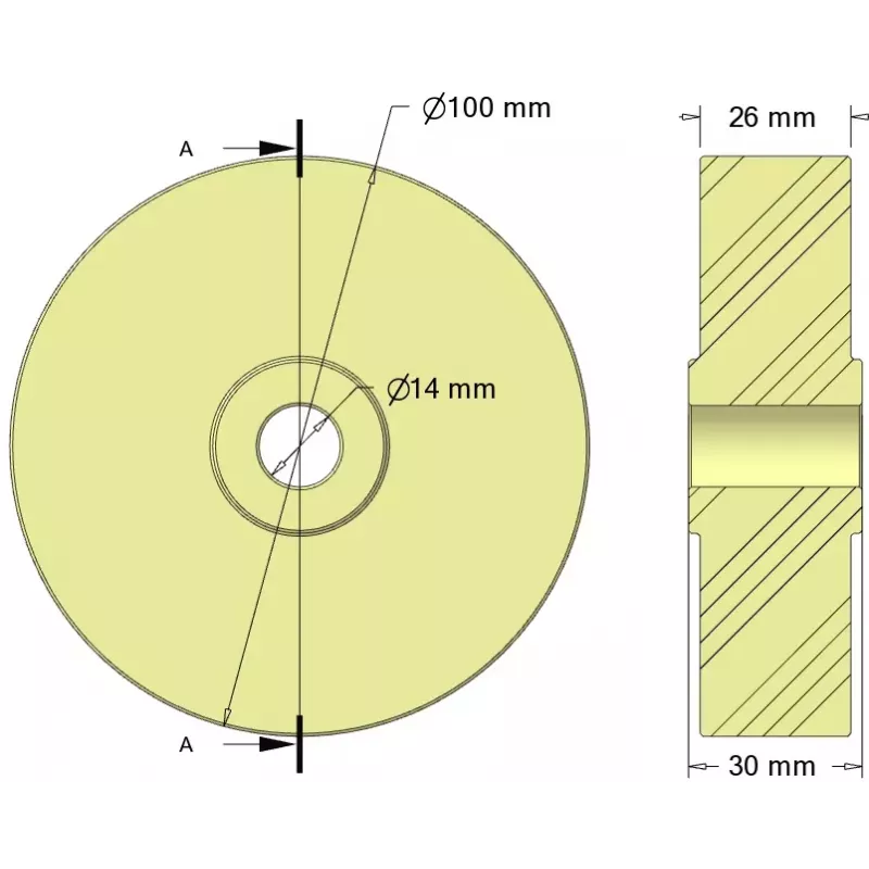 Rolle Nr. 330 – Rolle aus Kunststoff Ø100 mm für Maschinen von Sandei | Hersteller KiJ